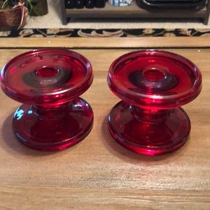 SOLD-Red candle holders